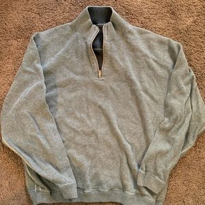 Quarter-zip pullover men’s reversible (gray/blue) sweater.